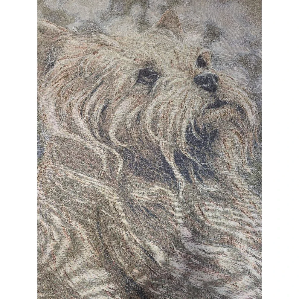 Vintage Danbury Mint “I Love Yorkies” Dog Tapestry Blanket Throw 100% Cotton USA